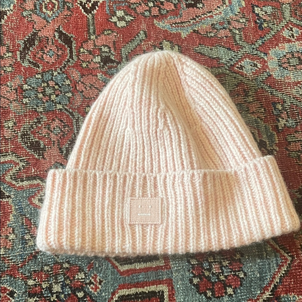 Acne Kids Light Pink Ribbed Beanie